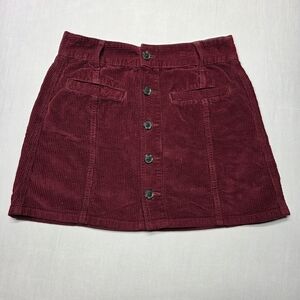 American Eagle Burgundy Corduroy Hi-Rise A-Line Skirt Size-4